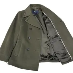美品 BURBERRY バーバリー ピーコート ノバチェック カーキ L