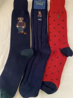 ポロラルフローレンのメンズ用カシミヤ、ウール、コットン混ソックス、3足セット