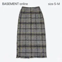 S-M相当 タイトスカート ロングスカート チェックスカート フリンジ スリットのサムネイル