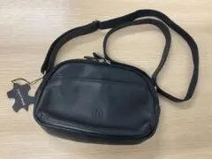 中澤鞄　ブラックレザーショルダーバッグ