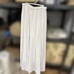 LOWRYS FARM♡ベロア プリーツワイドイージーパンツ F オフホワイト