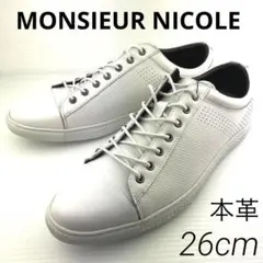K000新品MONSIEUR NICOLEジオメトリック柄スニーカー26cmWHのサムネイル