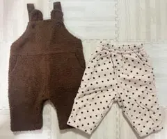 韓国 もこもこ 冬くま サロペット オーバーオール ドット コードュロイパンツ