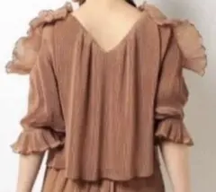 snidel オフショルダー ブラウス プリーツ フリル ブラウン