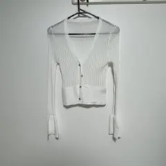 Dazy ホワイト シースルーカーディガン S