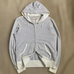 old uniqlo ダブルジップパーカー ボーダー 短丈 y2k ノームコア