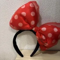 ミニーマウス風赤水玉リボンヘアバンド