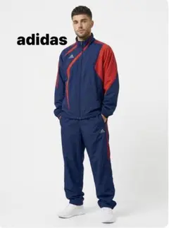 【美品】adidas ジャージ 上下セット ネイビー×レッド