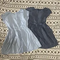 美品　薄手デニム半袖ワンピースセット　130