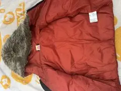 ファー付き赤黒中綿コート