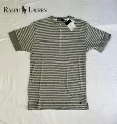 【未使用品】RALPH LAUREN ボーダー ヘンリーネック Tシャツ ポニー