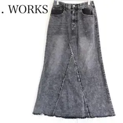 デニムフレアスカート ロング バックウエストゴム ブラック カジュアル