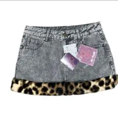 デニム ミニスカート ヒョウ柄