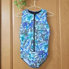フットマーク 浮きうき水着 Mサイズ 花柄 ブルー系 シニア レディースのサムネイル