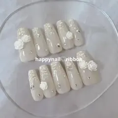 【サイズ変更】ネイルチップ ワンホン キラキラ ハート リボン ガーリー 韓国