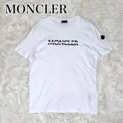 【美品】モンクレール　Tシャツ　サイズL ホワイト　黒ワッペン