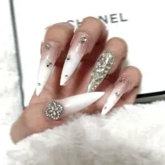 ネイルチップ　ロング　ギャル　埋め尽くし