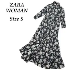 【美品】ZARA WOMAN 花柄 ロングワンピース S レーヨン マキシ丈