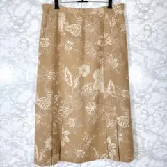 【ブルーノピアッテリ】ロングスカート（ベージュ）花柄　2XL 日本製　裾フレア