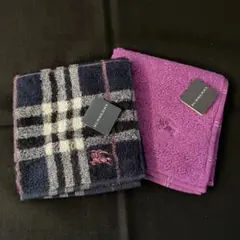BURBERRY ノバチェックホースマーク刺繍入りフェイスタオル2枚 新品未