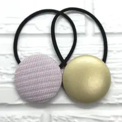 【586】ハンドメイド38mm くるみボタン　ヘアゴム
