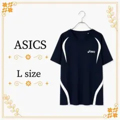 ASICS アシックス メンズ トップス Tシャツ ロゴ入り ネイビー 速乾 Lのサムネイル