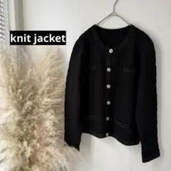 ニットジャケットカーディガン羽織*クールネック*綺麗めオケージョン*ケーブル編み