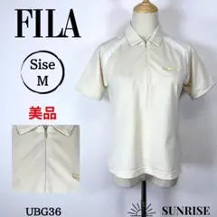 ★美品★ FILA フィラ アイボリー ショートスリーブポロシャツ ジップ M
