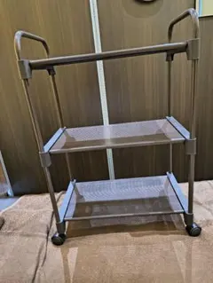 スチールラック 3段 キャスター付き ブラウンのサムネイル
