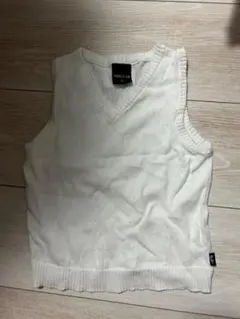COMME CA ISM ホワイト Vネック ベビーベスト 90