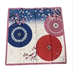 濱文様 小布【和傘に舞桜 ピンク】 綿100% 日本製(風呂敷 50cm）