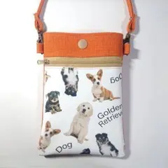 【ハンドメイド】スマホショルダーバッグ スマホポーチ 犬柄