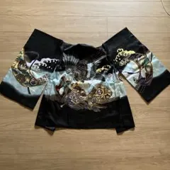 和風羽織 七五三用 黒地 金色装飾　6点セット