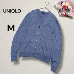 【ユニクロUNIQLO】メンズ　麻　リネンVネックカーディガン　長袖　羽織り　M