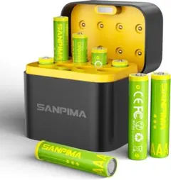 単4リチウム充電電池 1.5V 1300mWh×8個セット 2500回充電可能