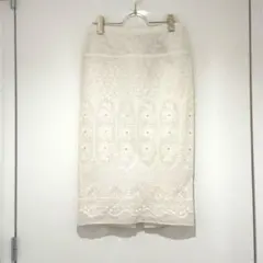 N°21 レース　タイトスカート　オフホワイト　白　コットン　刺繍のサムネイル