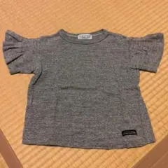 デニムダンガリー グレー フリル袖Tシャツ 90cm