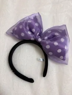 ミニーマウス 紫色のリボン ヘッドバンド