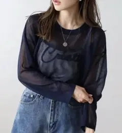 残1【新品・タグ付】コード刺繍シアーニット/BONJOUR SAGAN