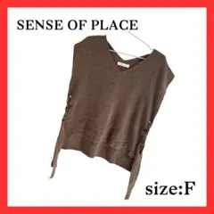【SENSE OF PLACE】Vネックニットベスト F ブラウン H5