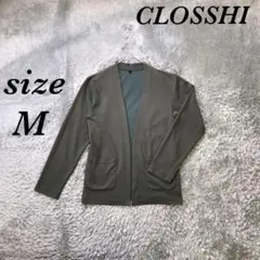 CLOSSHI クロッシー（M）長袖カーディガン 羽織り 無地 綿混 グリーンのサムネイル