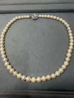 パールネックレス フラワーモチーフ留め具シルバーsh123232