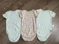 ユニクロベビー 半袖ボディスーツ 3枚セット ミントグリーン 虹柄