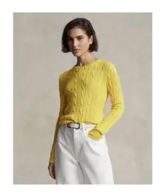 ポロラルフローレン　イエロー ケーブルコットン　ニットセーター