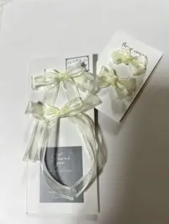 クリーム色リボンヘアゴム2個セット