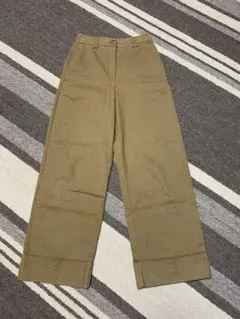 H&M ハイウエストワイドレッグパンツEUR34（S相当）厚手コットン100