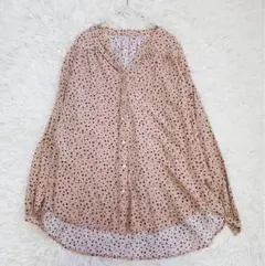 グローバルワーク ブラウス 長袖 ドルマンスリーブ（M）ダルメシアン柄 ベージュ