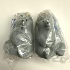 【B-8】ポーラーベアバンク ミニチュアチャーム グレーのベア 2点 ガチャ