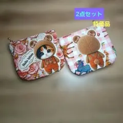 コヤンイサムチョン&猫ちゃんパネル ふっくらフラットポ－チ2点セット