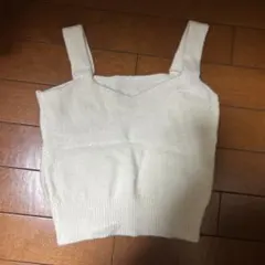 アイボリー Vネック ニットベスト ビスチェ